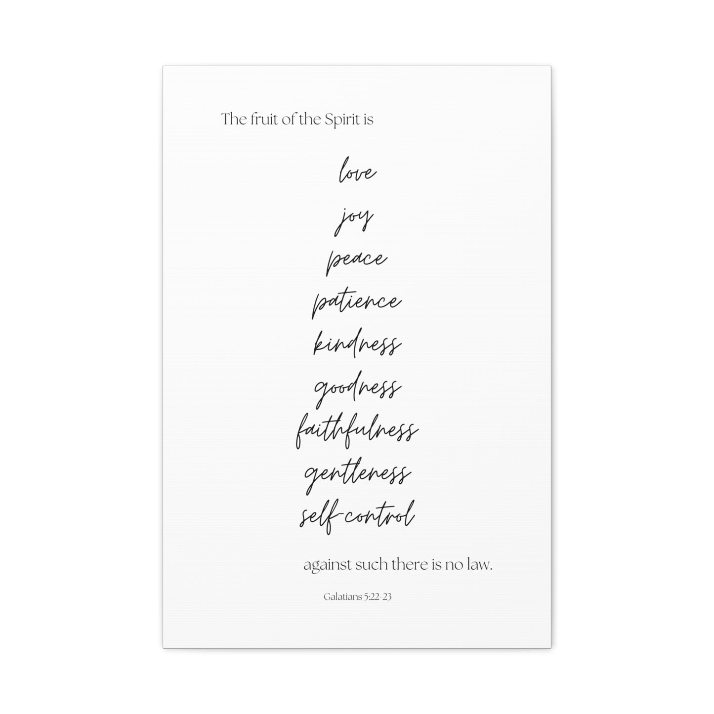 "The fruit of the Spirit is...", Galatians 5:22-23, Canvas print