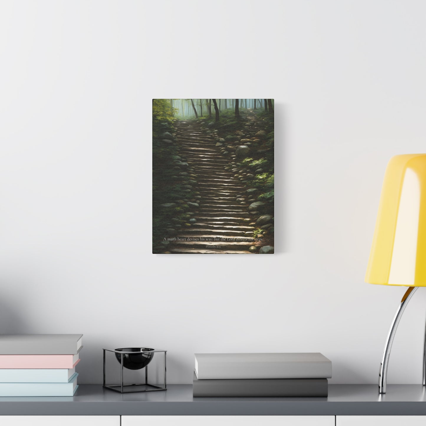 "A man's heart devises his way", Proverbs 16:9, Oil on Canvas Print
