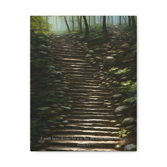 "A man's heart devises his way", Proverbs 16:9, Oil on Canvas Print