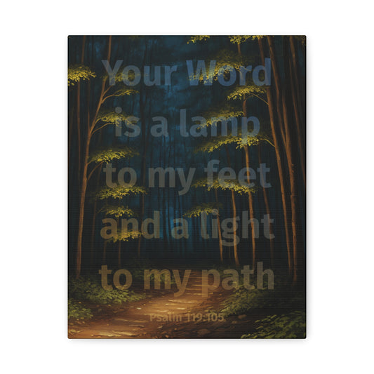 "Your word is a lamp to my feet and a light to my path", Psalm 119:105, Oil on Canvas Print
