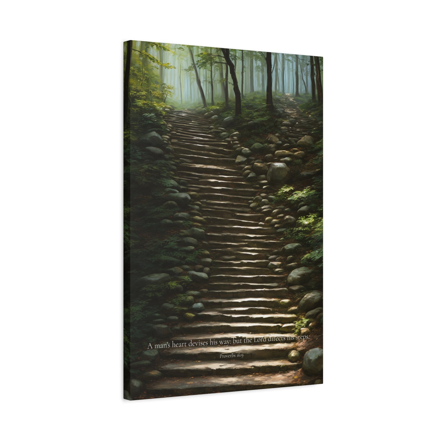 "A man's heart devises his way", Proverbs 16:9, Oil on Canvas Print