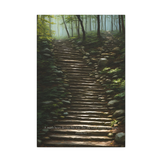 "A man's heart devises his way", Proverbs 16:9, Oil on Canvas Print
