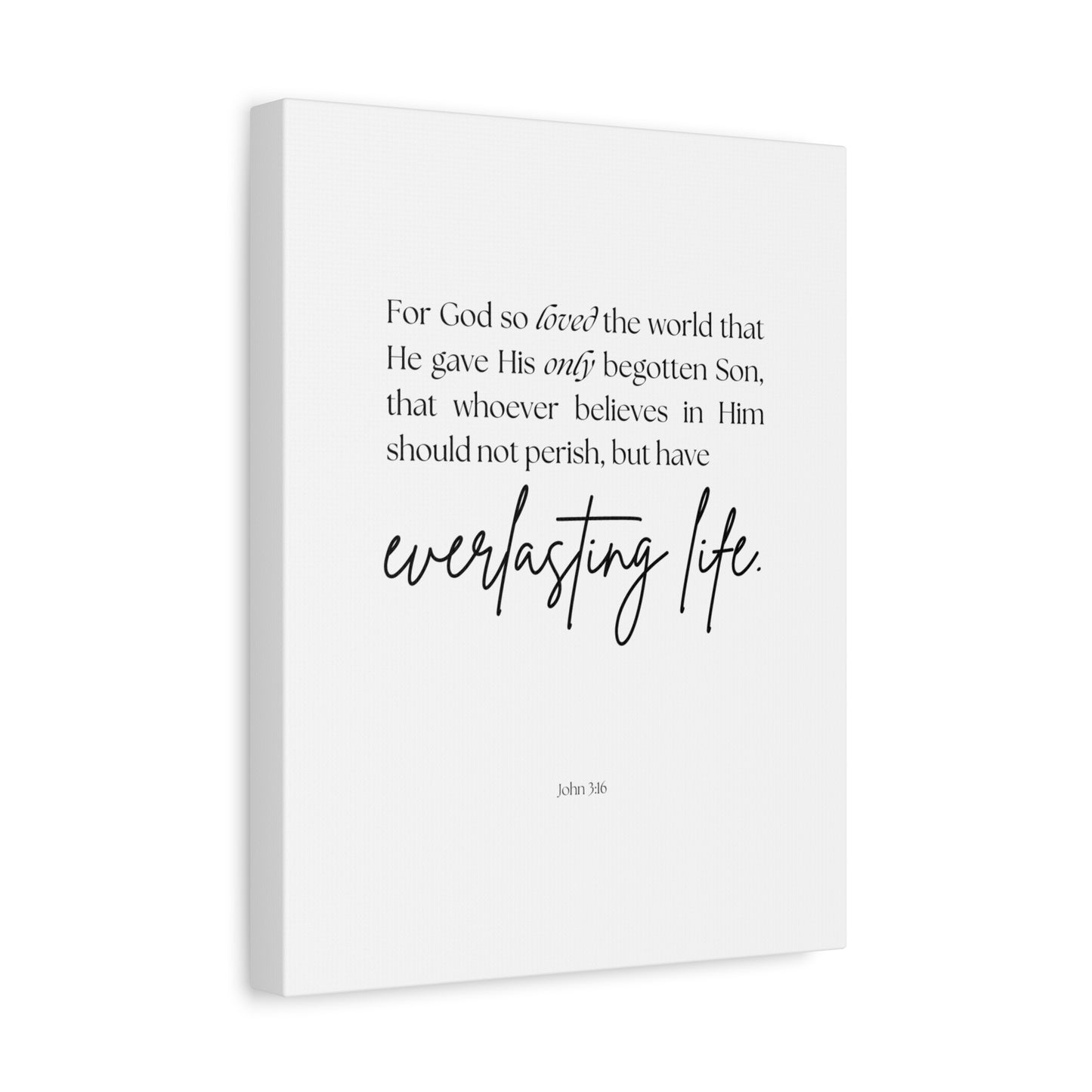 "For God so loved the world", John 3:16, Canvas Print