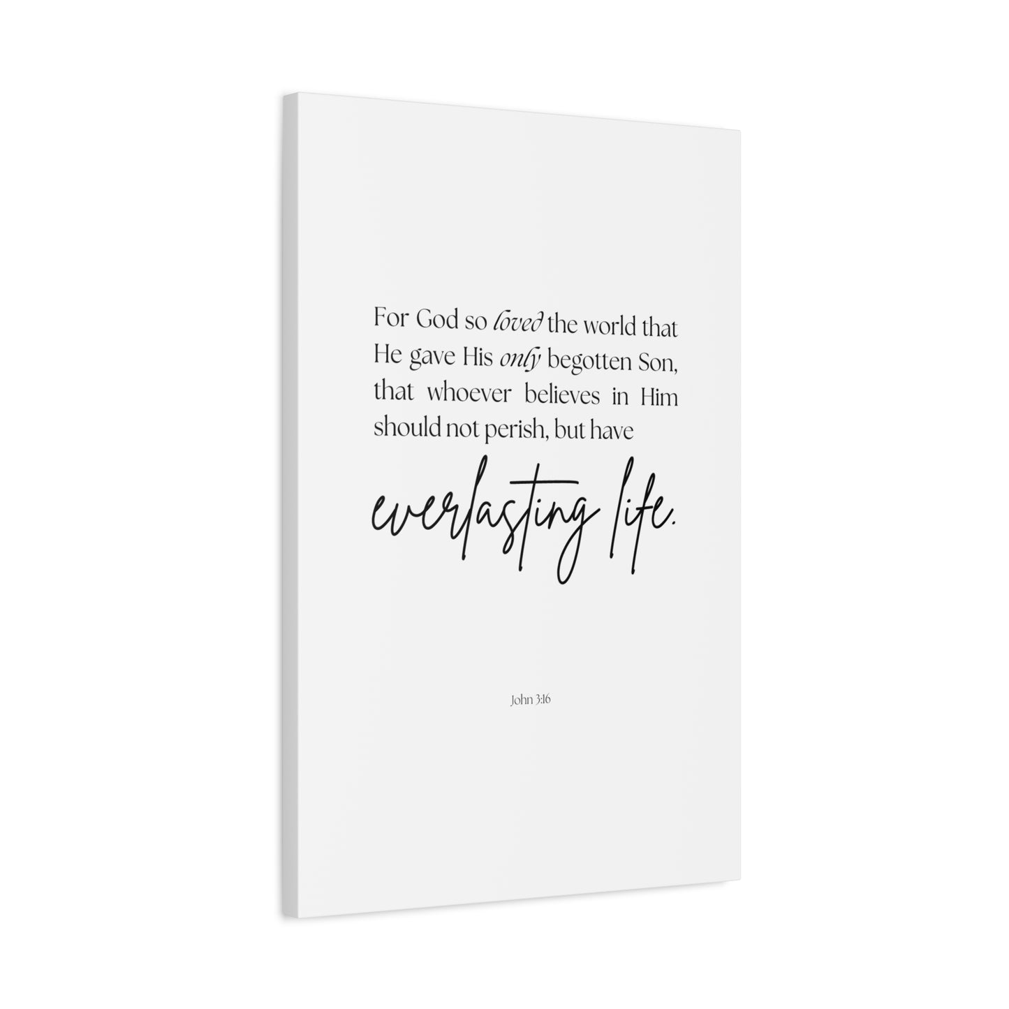 "For God so loved the world", John 3:16, Canvas Print