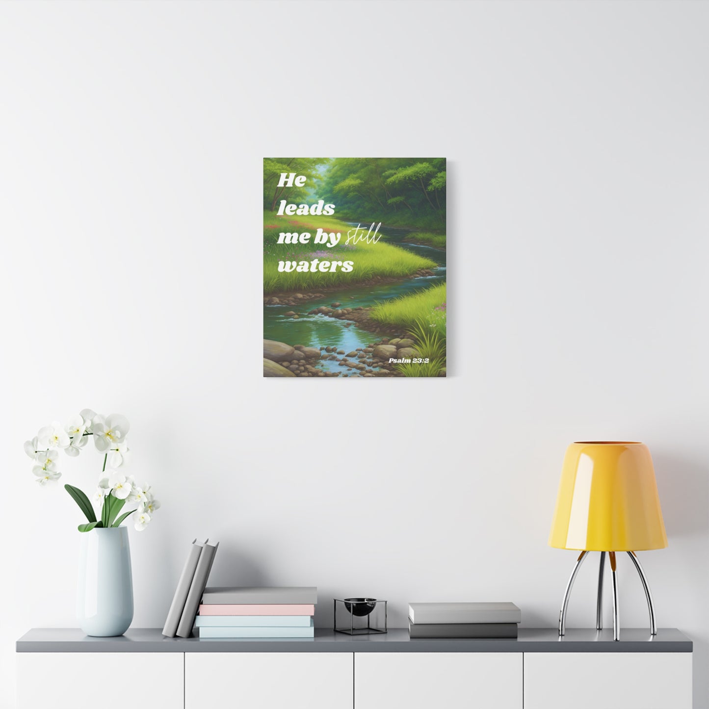 "He leads me by still waters", Psalm 23:2, Oil on Canvas Print