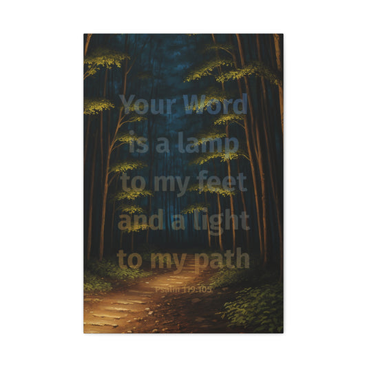 "Your word is a lamp to my feet and a light to my path", Psalm 119:105, Oil on Canvas Print
