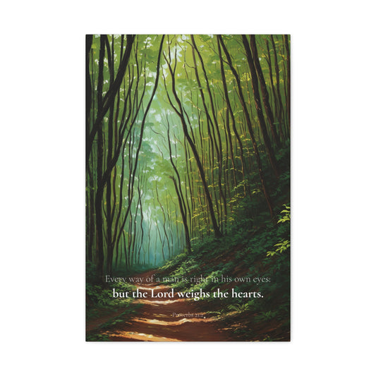 "The Lord weighs the hearts", Proverbs 21:2, Oil on Canvas Print