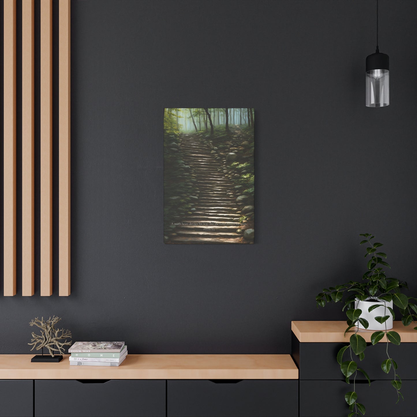 "A man's heart devises his way", Proverbs 16:9, Oil on Canvas Print