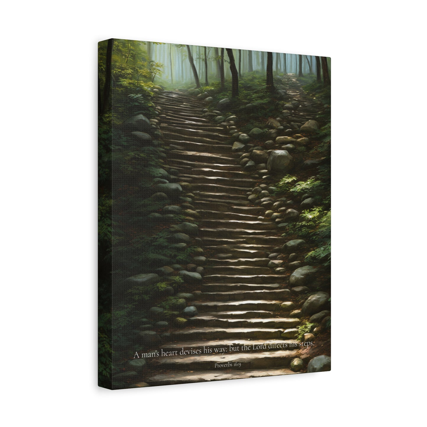 "A man's heart devises his way", Proverbs 16:9, Oil on Canvas Print