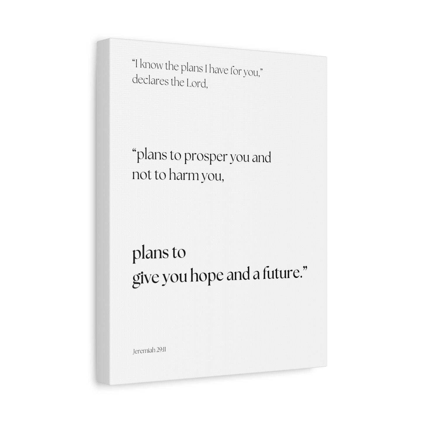 "I know the plans I have for you", Jeremiah 29:11, Canvas Print