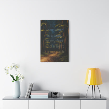 "Your word is a lamp to my feet and a light to my path", Psalm 119:105, Oil on Canvas Print