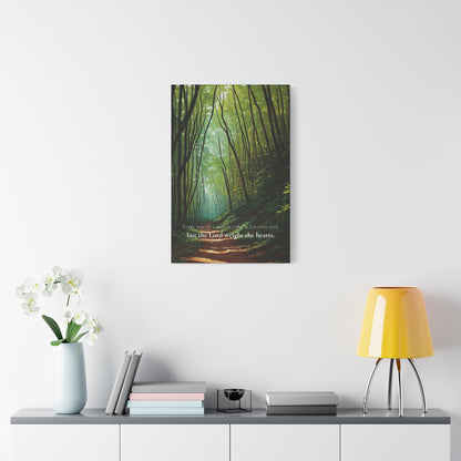 "The Lord weighs the hearts", Proverbs 21:2, Oil on Canvas Print