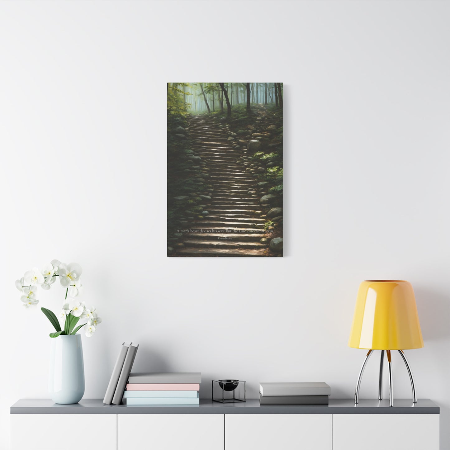 "A man's heart devises his way", Proverbs 16:9, Oil on Canvas Print