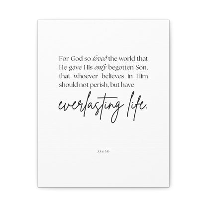 "For God so loved the world", John 3:16, Canvas Print