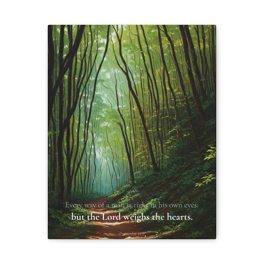"The Lord weighs the hearts", Proverbs 21:2, Oil on Canvas Print